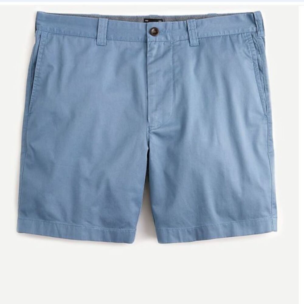 J. Crew Men's 7" Stretch Chino Short, Shoreline Blue, Size 38"